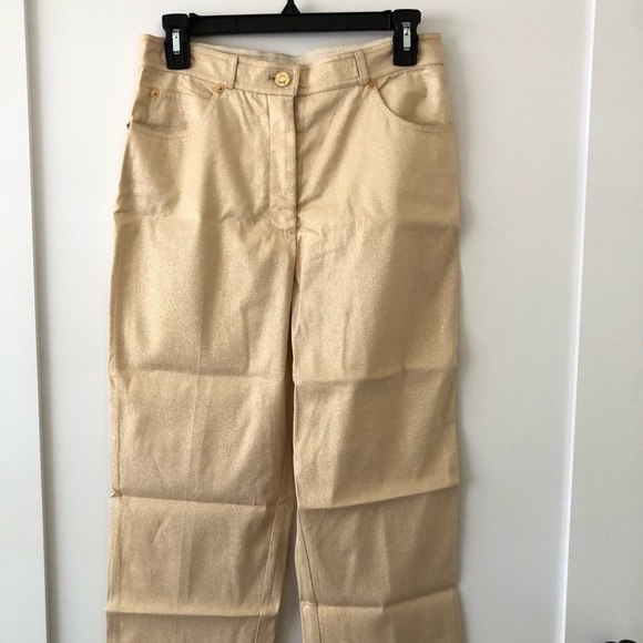 St. John Sport Gold Yellow Straight Leg Pants 6 - Picture 3 of 11